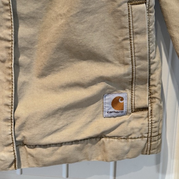Carhartt Canvas Hooded Jacket Tan Quilted Lined Zip Front Women's XS (0/2) - Picture 3 of 16